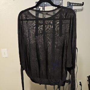 Black Sheer Top Dolman Sleeve
